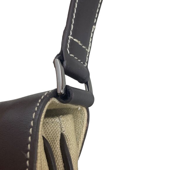 Caslon Women's  Beige and Brown Leather Shoulder Flap Bag Sz M - Picture 6 of 12